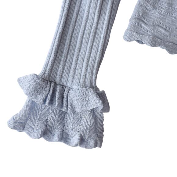 Jonathan Simkhai Light Pastel Blue Knit Off The Shoulder Ruffle Top Size Medium - Picture 2 of 7